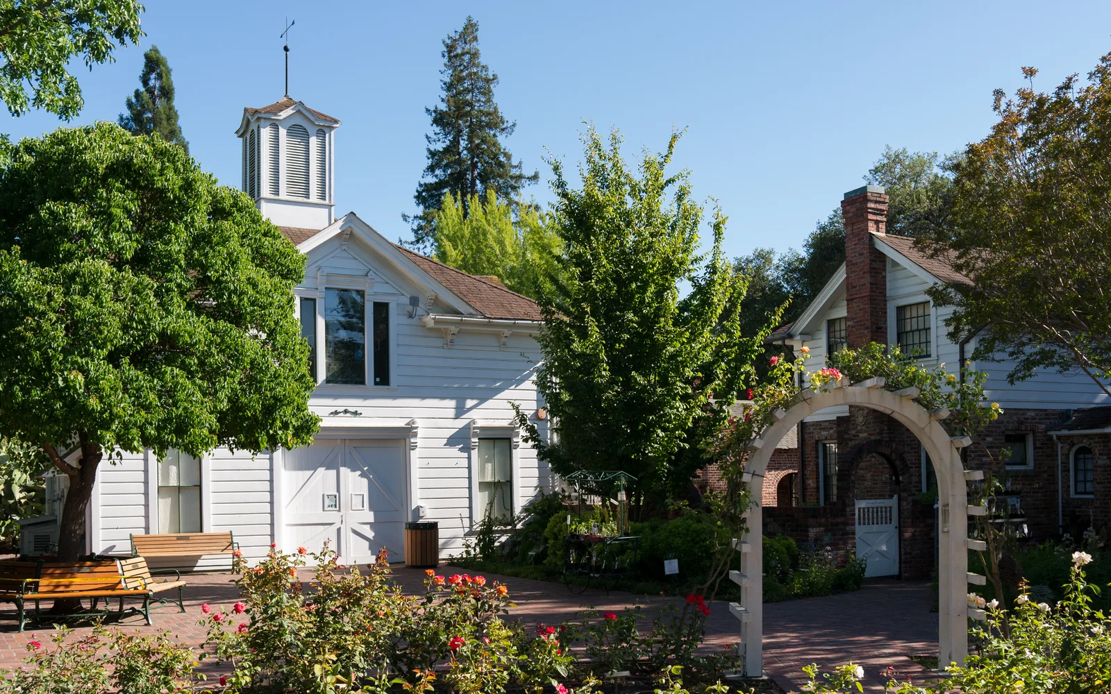 The Greek Revival residence of Luther Burbank in Santa Rosa, surrounded by mature trees and gardens